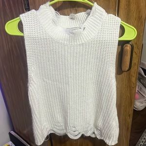 Distressed white sweater tank